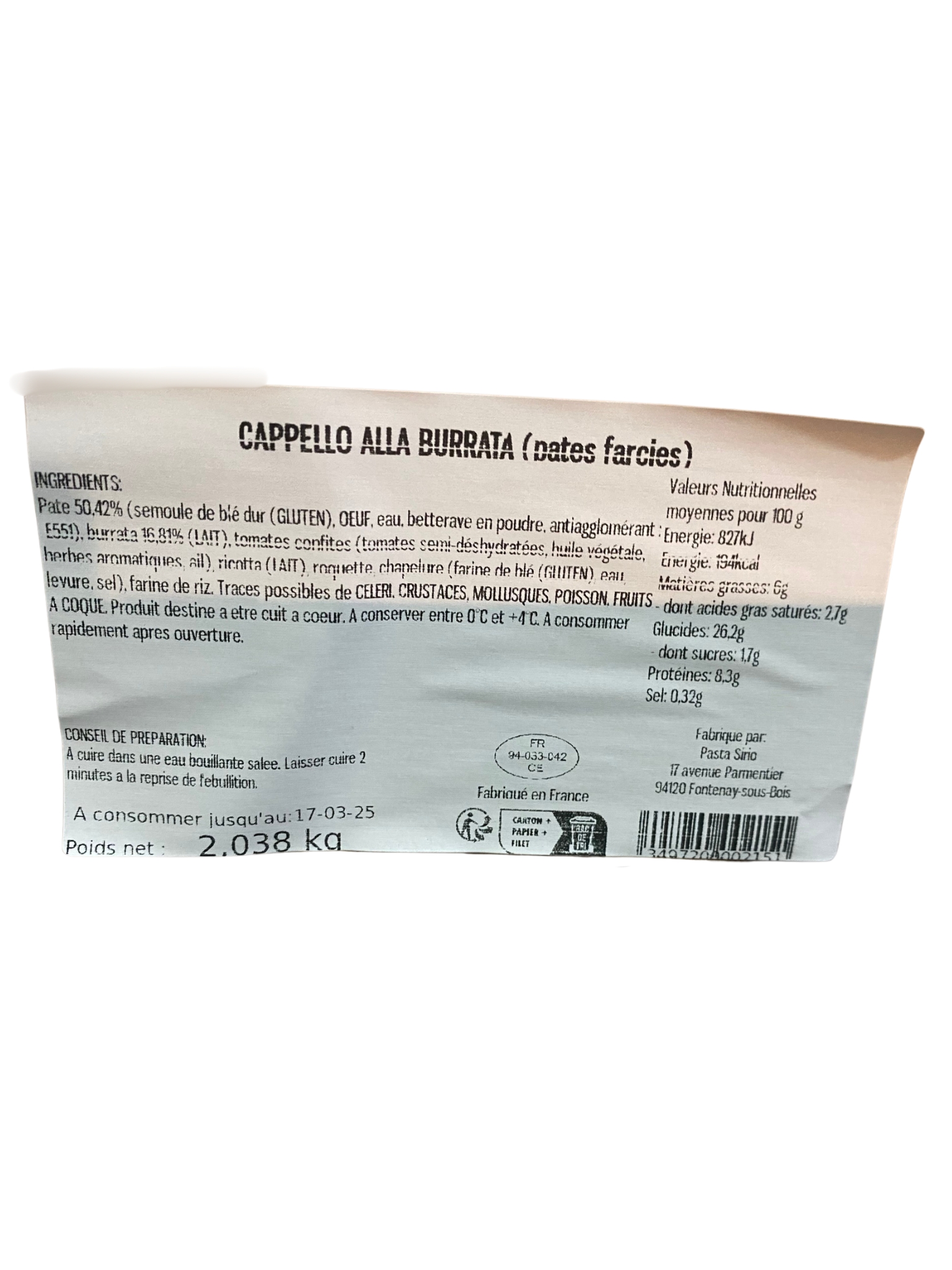 CAPPELLO BURRATA